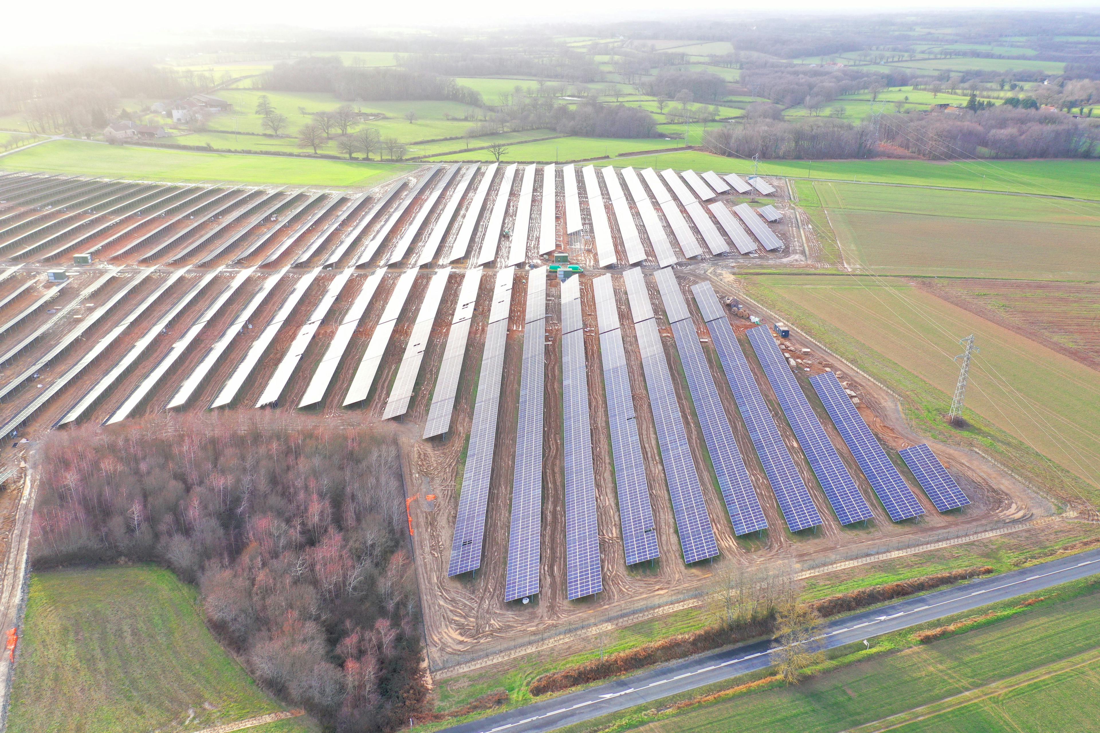 Baraize freefield project in France, taken by drone